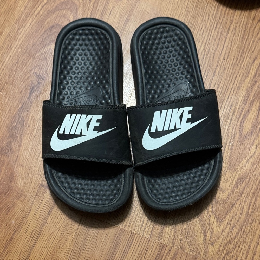 Nike Black and White Slide Sandals